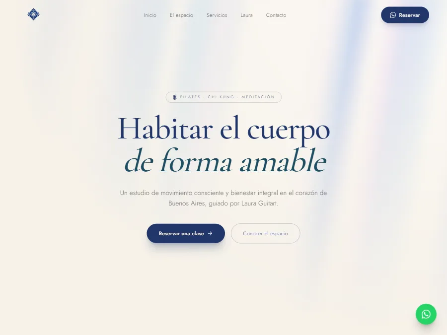 Página de inicio de casamarepilates.com.ar