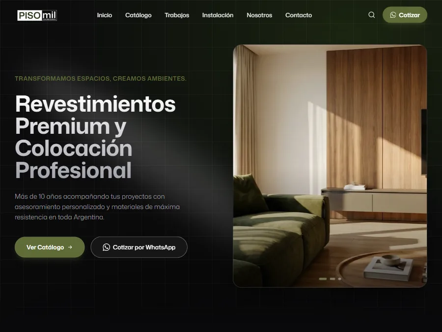 Página de inicio de pisomil.com.ar